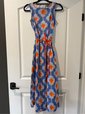 Niu Sleeveless Patterned Maxi Dress in Blue & Orange (S)